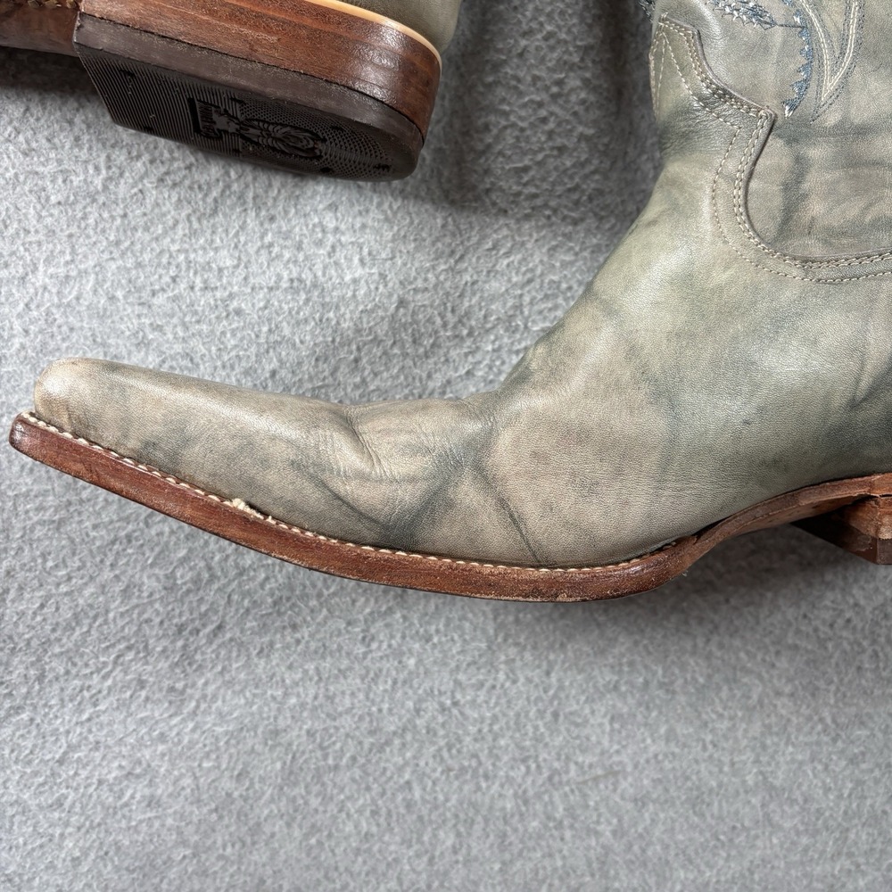 Aguila Real Western Cowboy Boots Mens Size 10 Gray Distressed Leather Square Toe - Picture 8 of 16